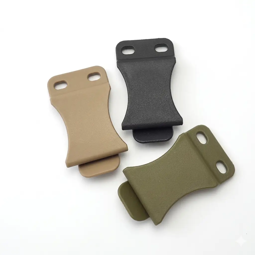 Polymer belt clips in three colors